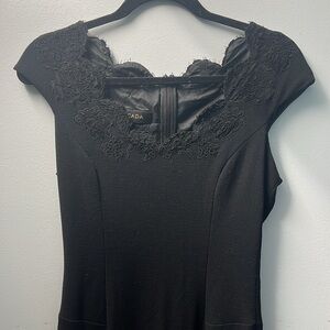 Escada size 8/M midi black dress, lace, cocktail, formal, funeral, wedding guest